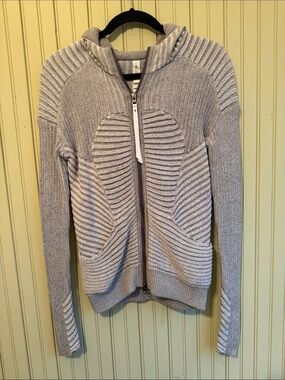lululemon athletica Light Gray Ribbed Full-Zip Hooded Cardigan